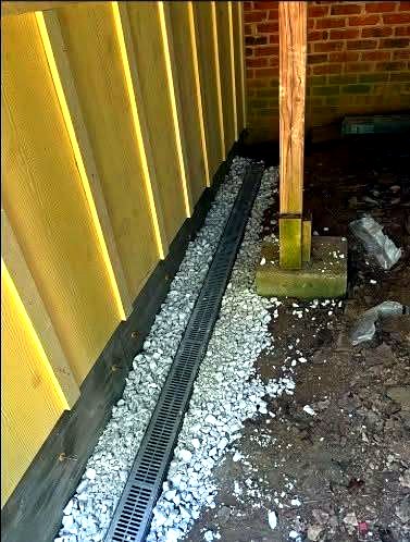 French drain installed along a home's foundation by Bulldog Land Management